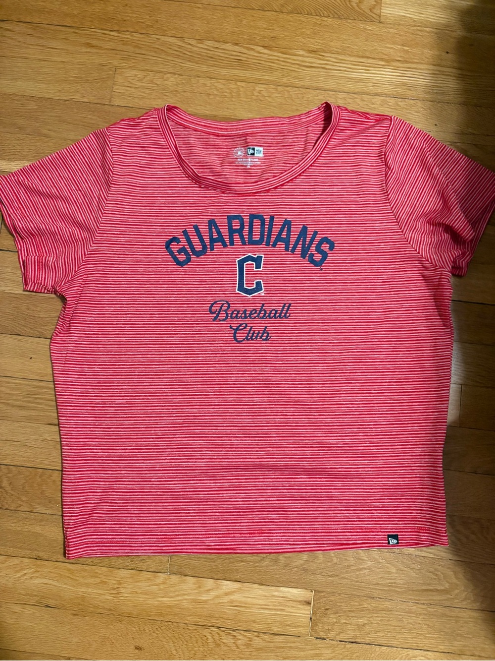 New Era Red Striped Guardians Baseball Tee